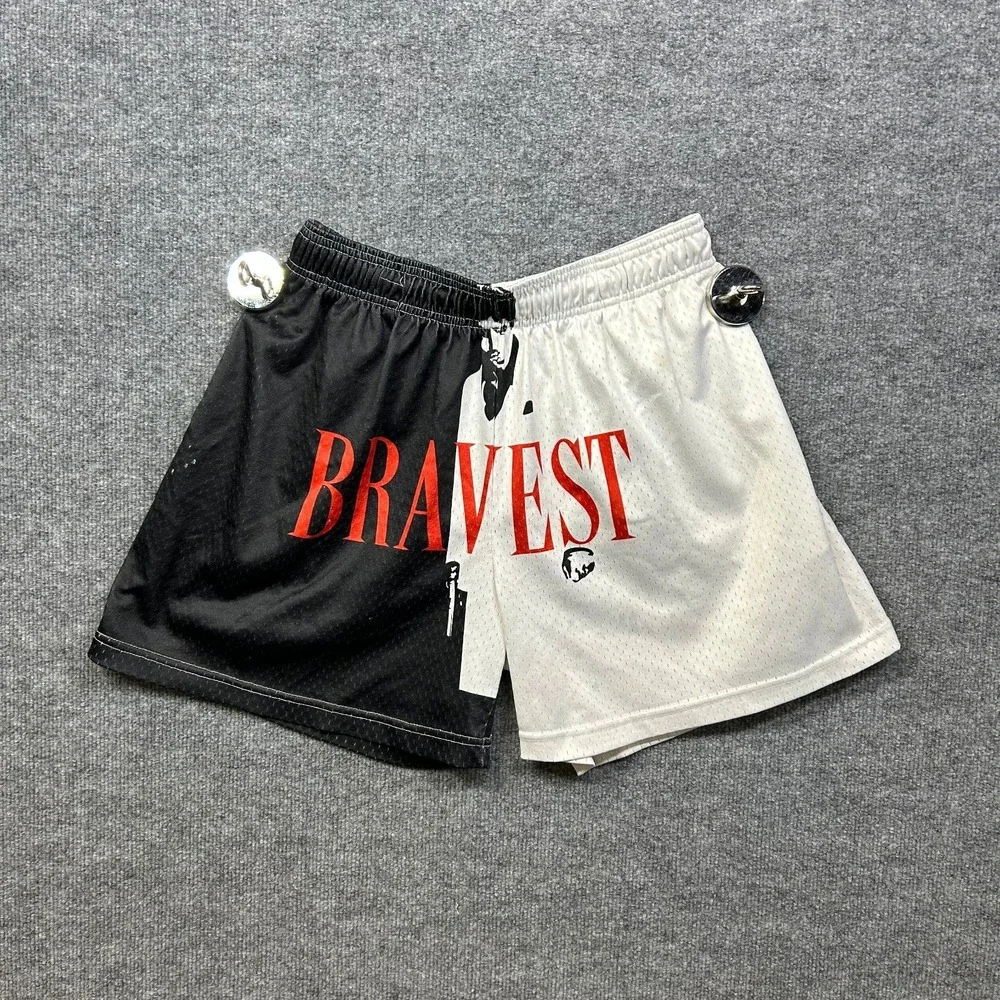 Bravest Studios Pacino Shorts Men's Black White Mesh Graphic Basketball - XL